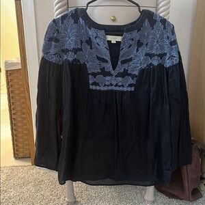 LOFT Blue Bell Sleeve Blouse XS